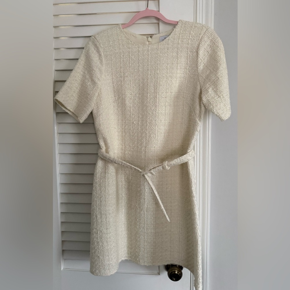 & Other Stories Cream Textured Midi Dress